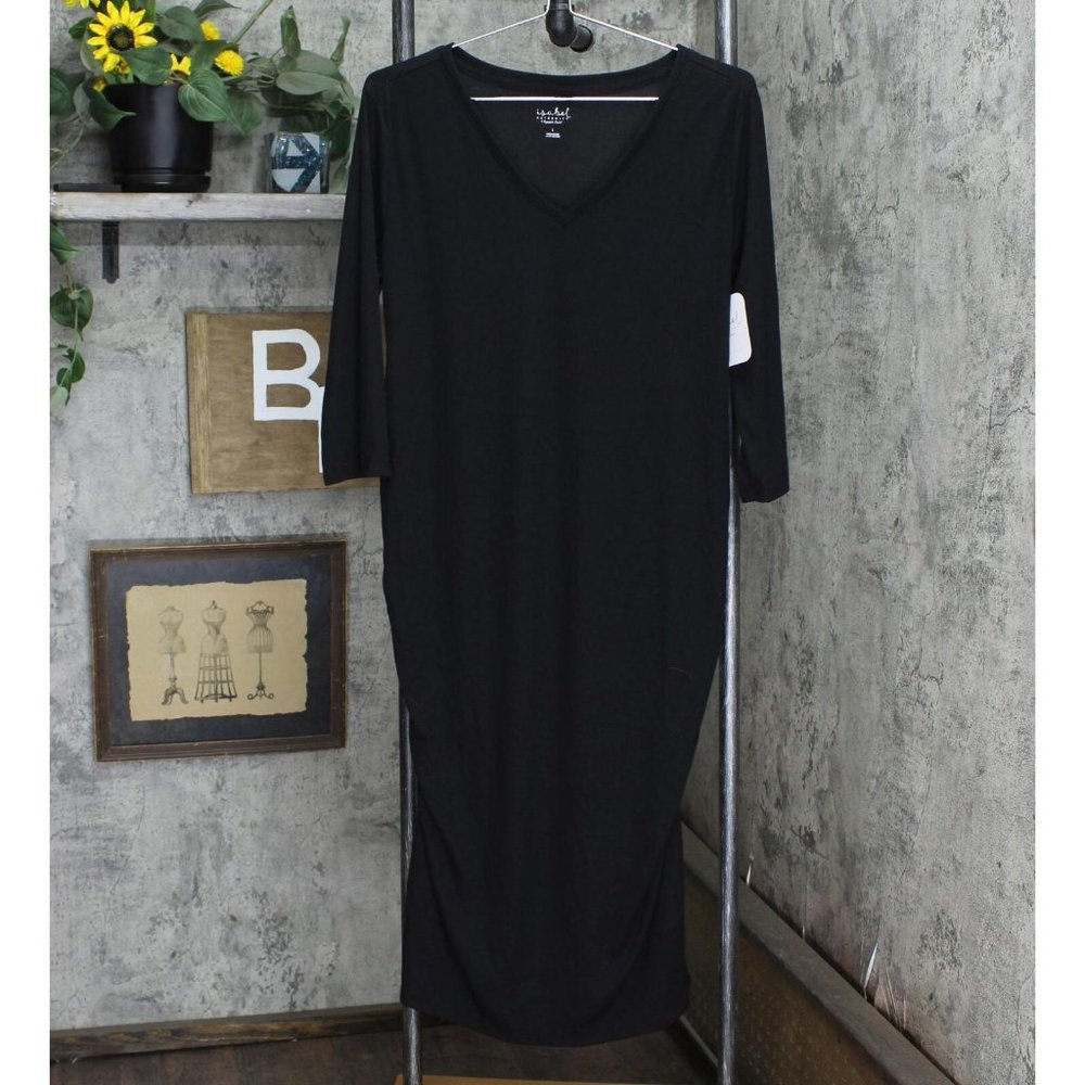 Isabel Maternity 3/4 Sleeve Ribbed T-Shirt Dress. 00559309 00559309 Black L